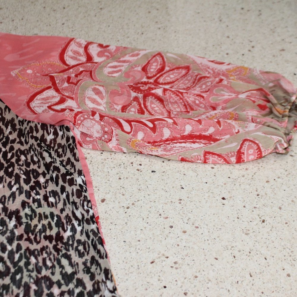 Style & Co Sheer Corral and Leopard Print Boho Top - Picture 12 of 13